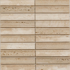 Мозаика PIX 343 Yellow Travertine, Concave, сетка 305х318х12 мм, Матовая